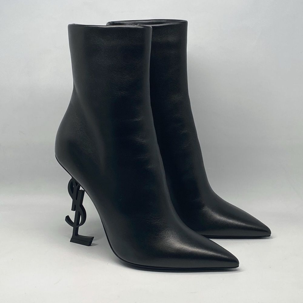 Saint Laurent Opyum Logo Leather Booties size 39.5 - Picture 3 of 16